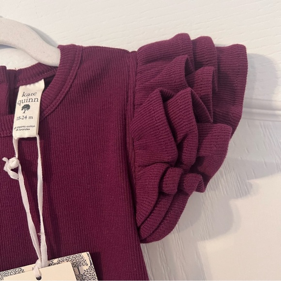 NWT Kate Quinn deep violet triple ruffle bodysuit size 18-24 months - Picture 3 of 11